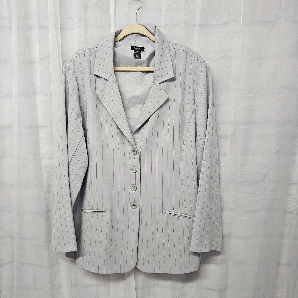 Courtenay Gray Red Pinstriped Single Breasted Blazer Summer Office Business 22W